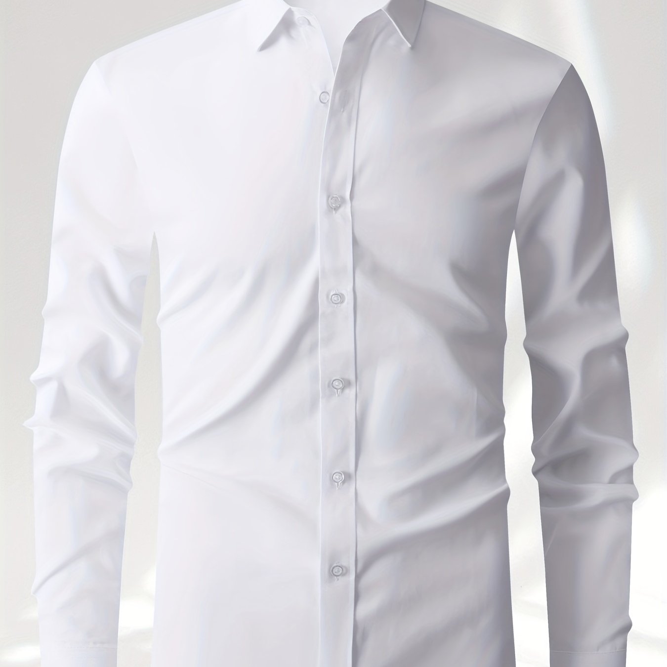 Classic men's button-down dress shirt in solid color, suitable for business casual office wear in the spring season.