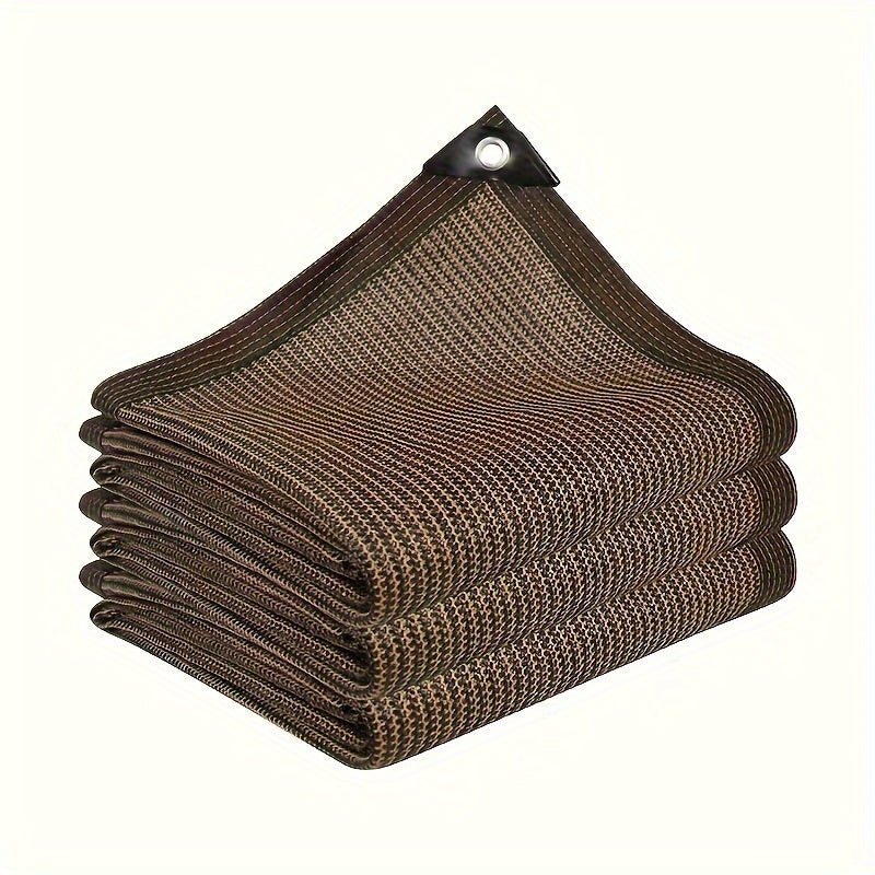 Brown privacy screen for outdoor use, providing breathability and windproof sunshade.