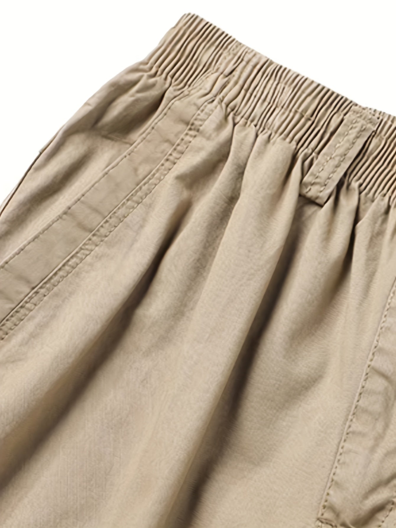 Classic Men's cargo pants with elastic drawstring waist in solid color for Spring/Fall comfort.