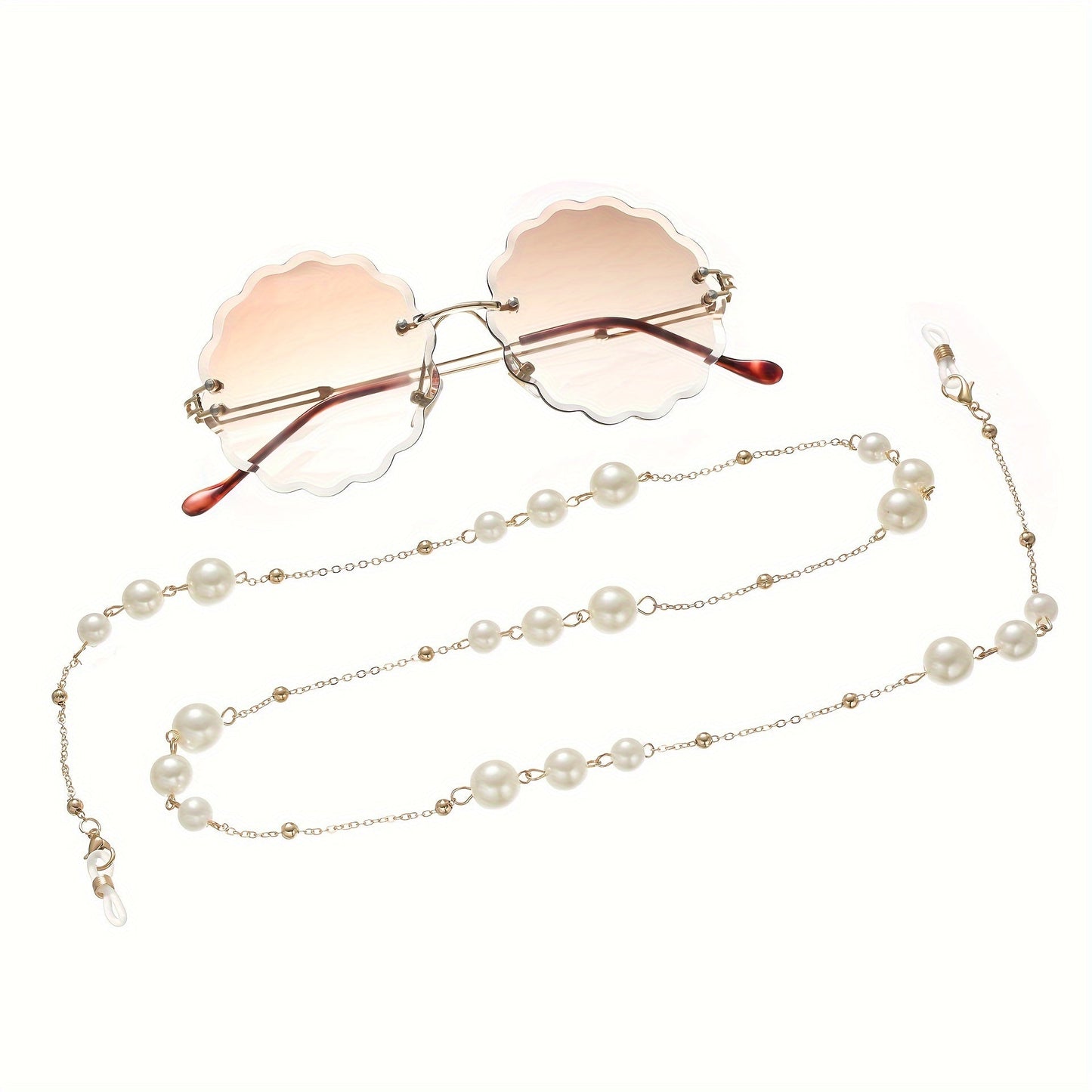 Handmade trendy large pearl chain for sunglasses, fashionable anti-slip glasses chain for men and women's clothing