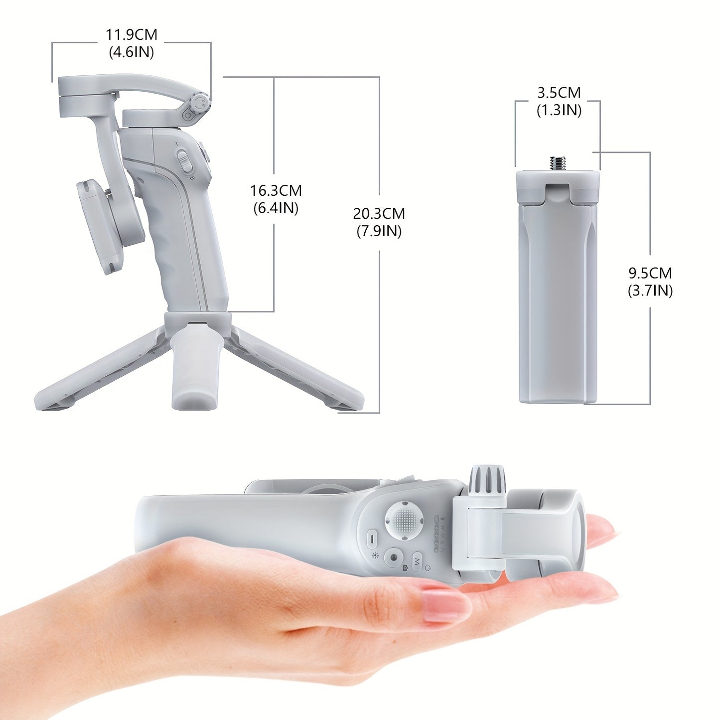 3-axis smartphone gimbal with intelligent target tracking. Portable, foldable, and automatic stabilizer for video recording and vlogging. ActiveTrack feature included.