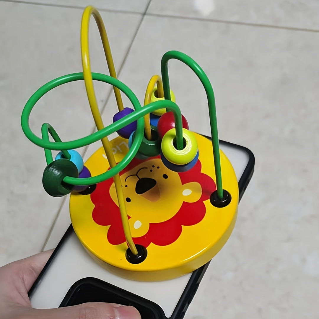 Colorful wooden parrot bead toy with music and interactive educational game for cognitive skills. Ideal for bird enthusiasts.