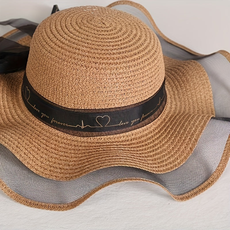 Stylish UV-protected Sun Hat with Bow - Breathable Straw Cap for Women, Ideal for Outdoor Activities in Spring/Fall