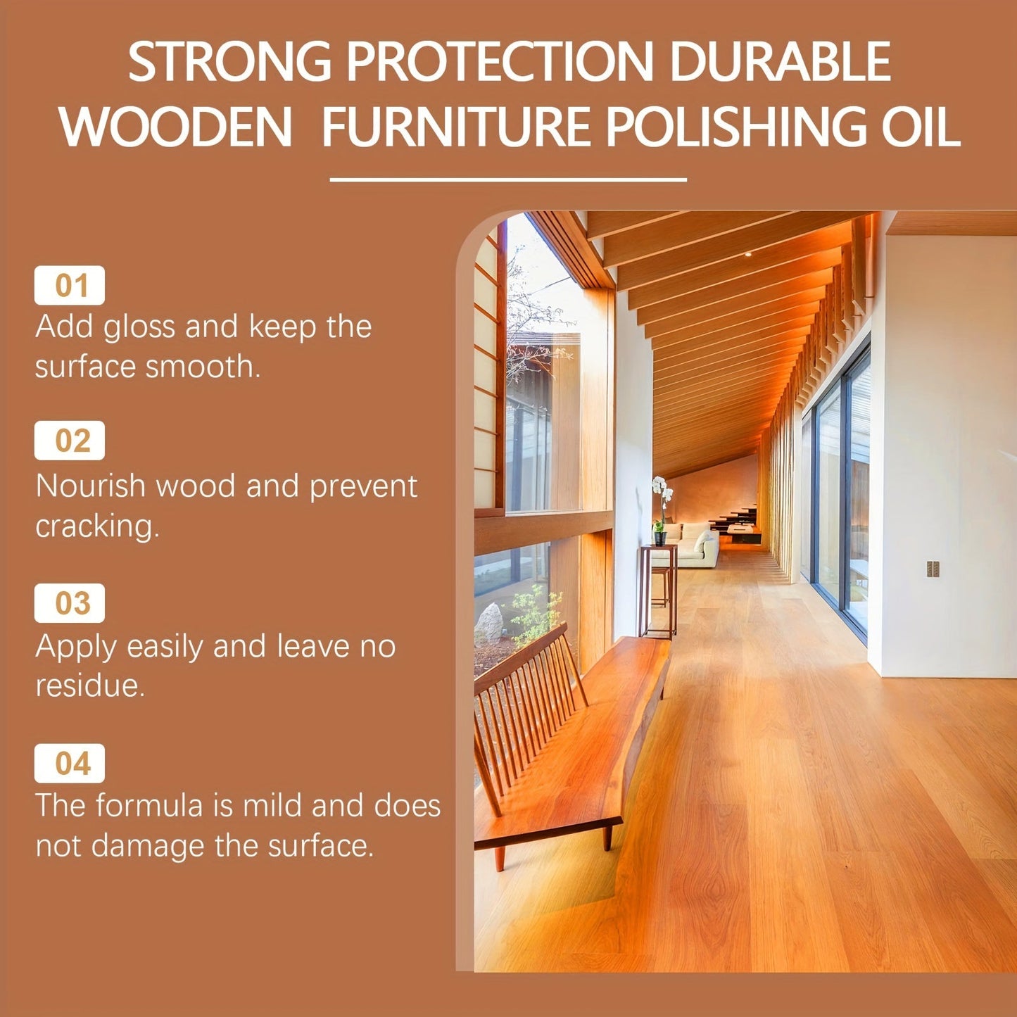 Enhance and Protect Your Wood Furniture with our Anti-Crack Polishing Oil - Creates a Shine, Maintains Cleanliness and Brightness - Suitable for Furniture, Floors, and other Wood Products