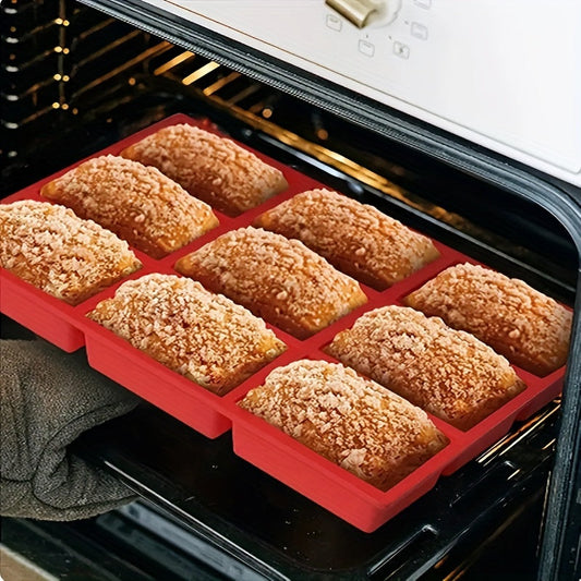 This set includes a silicone mini baking tray, a non-stick mini bread pan, and a 9-cavity silicone bread baking mold. Perfect for creating mini bread cakes, bread, and meat dishes.