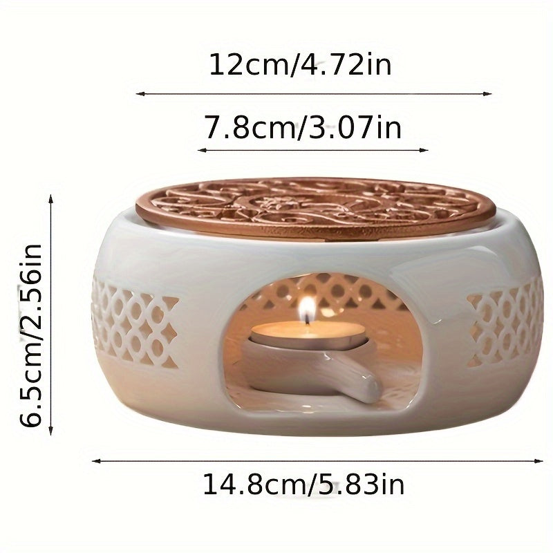 1 Ceramic Teapot Heater, Teapot Holder for Heating Tea, Coffee, and Water with Candle Insulation Base - Perfect for Home, Restaurant, Hotel, and Office Use with Tea Accessories