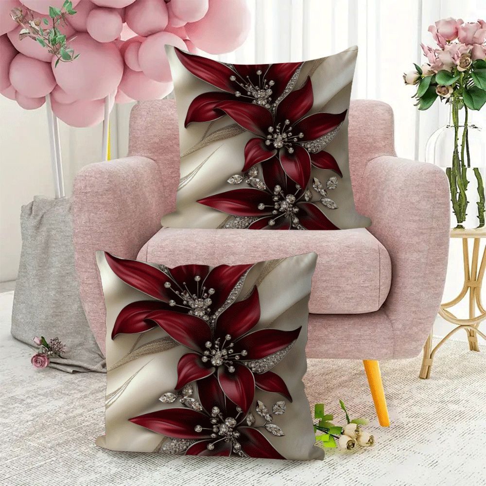 Set of two, 45.72x45.72cm Floral Square Cushion Covers - Stylish, with Zip Closure, Easy to Clean in Washing Machine - Great for Indoor and Outdoor Decoration, can be used on Sofa or in Tent - Makes an Ideal Birthday Present (Pillow Not Included)