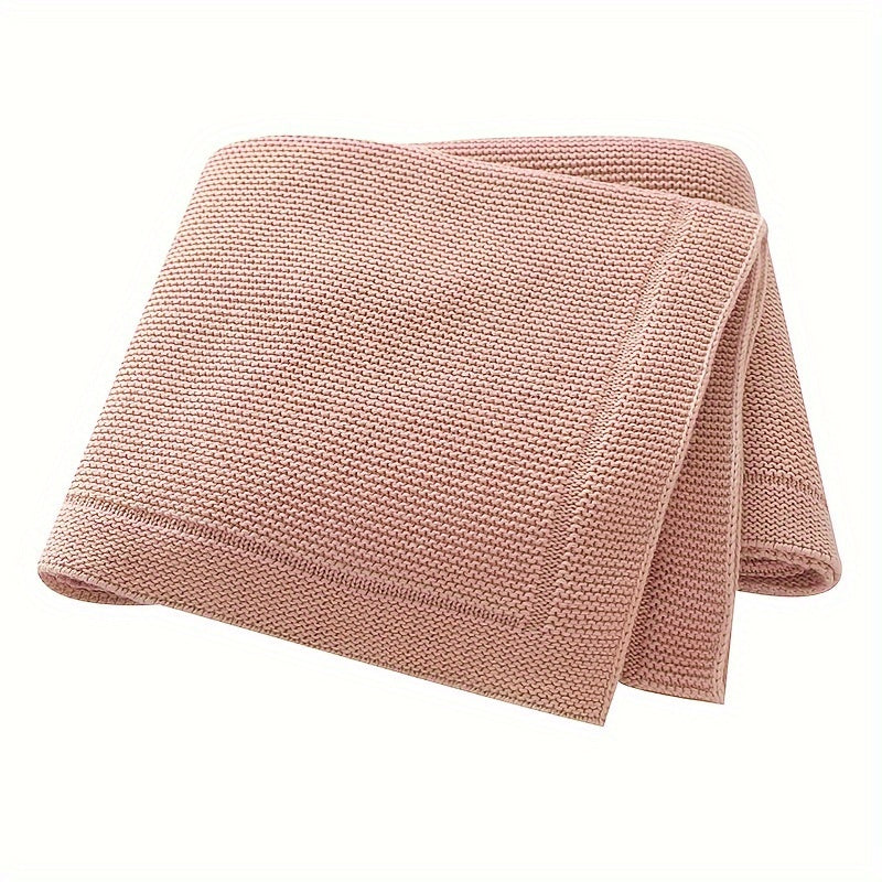 Versatile Knitted Baby Blanket in Solid Color, Ideal for Home, Travel, and Celebrations