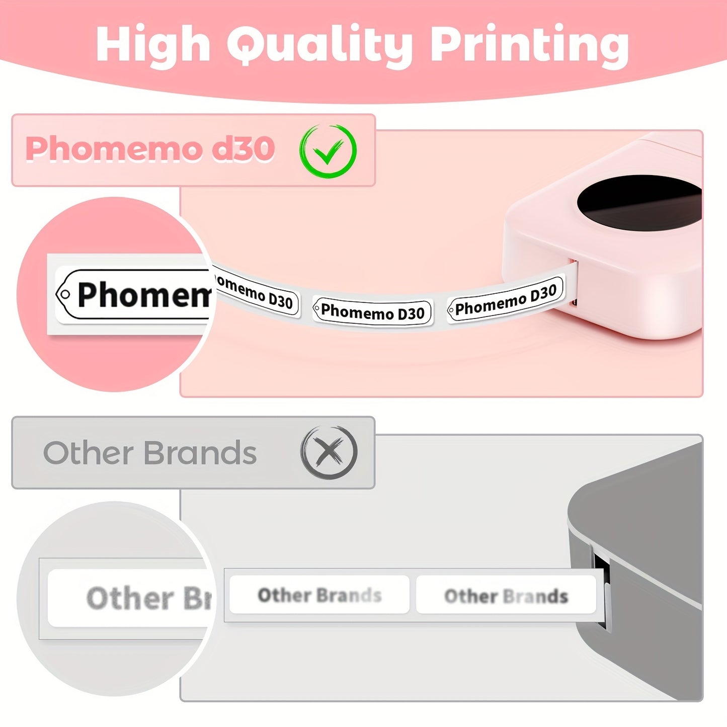 Phomemo D30 mini portable label maker, inkless handheld printer for jar, kitchen, clothes, jewelry, compatible with smartphone and tablet, includes 12x40mm label.