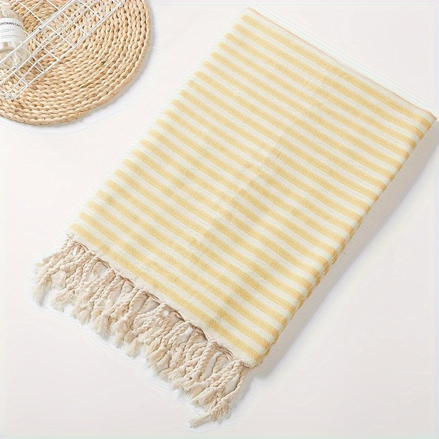 Large Turkish beach towel with stripes, lightweight, quick-dry, suitable for pool, swimming, travel, camping. Boho style with high color fastness.