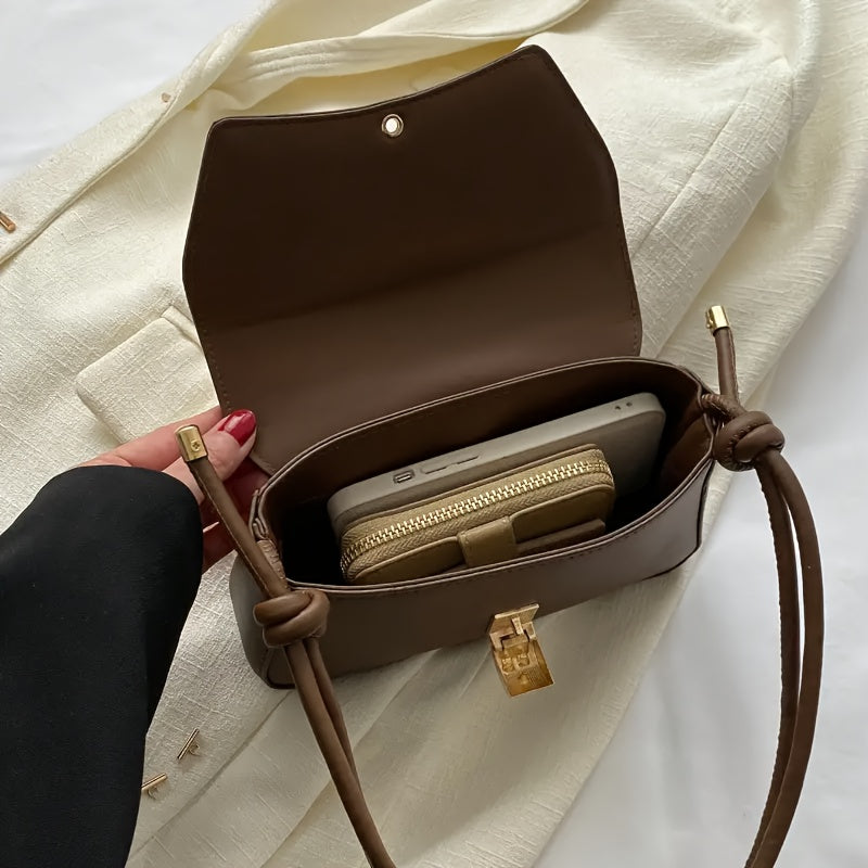 Chic retro faux leather crossbody bag in chocolate brown for women and teens, versatile for office, college, travel, and everyday use.