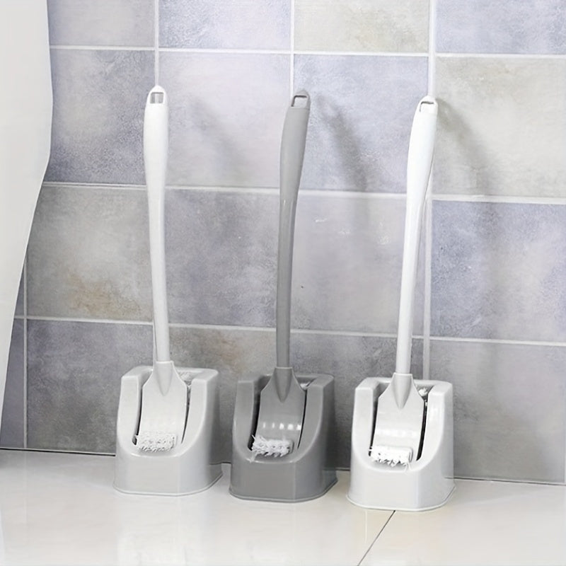 Toilet Brush Set: Soft Bristles with Holder, Wall-Mounted Long Handle Bathroom Cleaning Brush, Portable and Medium Firmness, Plastic Handle, No Dead Angle, Electricity-Free Tool for Bathroom and Toilet Cleaning.