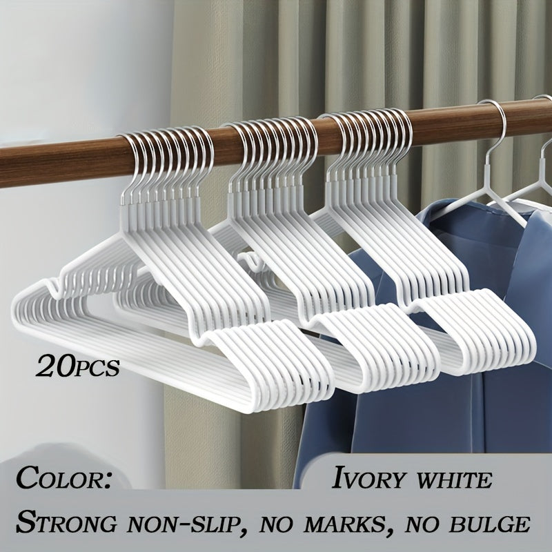 Set of 20 Clothes Hangers Featuring Non-Slip Design, Notched Racks, and Sturdy and Durable Coat Hangers. Perfect for Household Clothing Storage and Organization in the Bedroom, Closet, or Home.