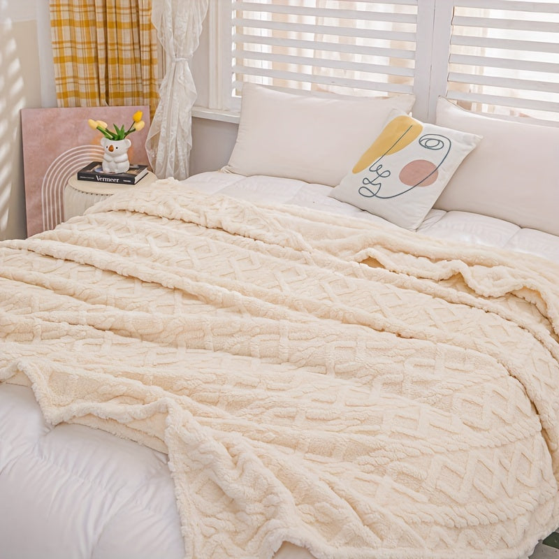 One piece of Flannel Blanket, perfect for your sofa, with a plush, soft texture that is both cozy and comfortable. This 3D Jacquard woven blanket is ideal for adding a touch of style to your home decor. Lightweight yet warm, this blanket offers a