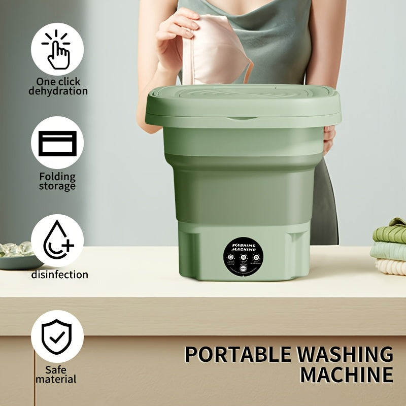 MOMMED Portable Foldable Mini Washing Machine: Fully automatic with touch controls. Ideal for home, travel, laundry, camping, RVs. No battery required.