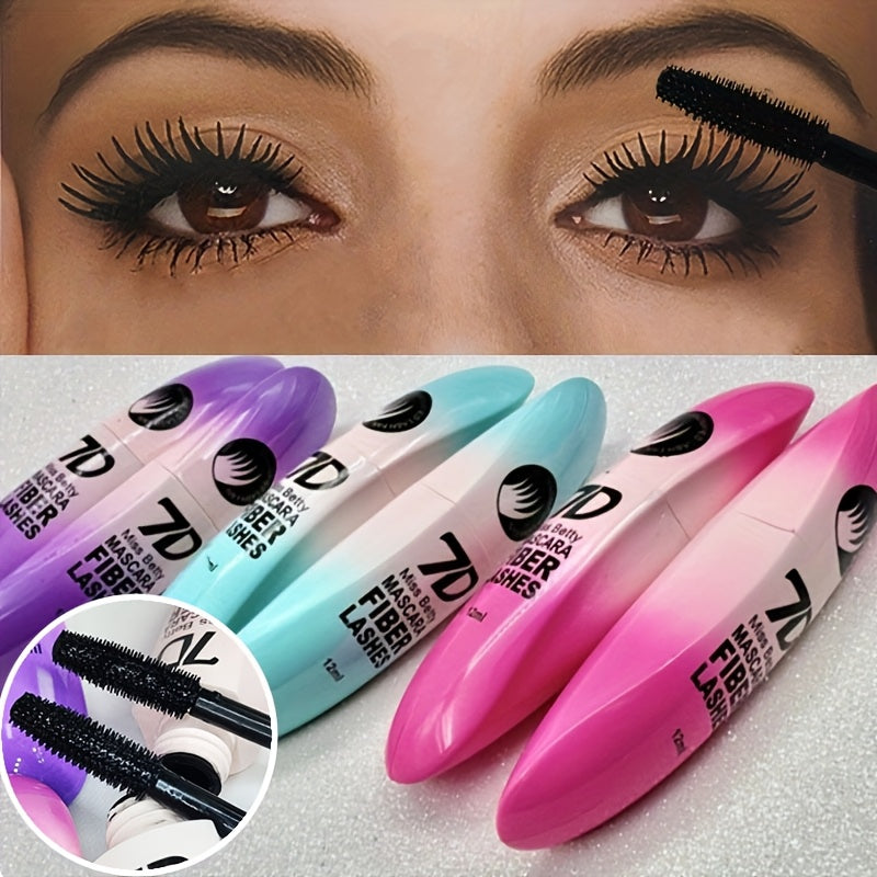 3-piece set of waterproof, smudge-proof, clump-free 7D Fiber Lash Mascara for longer, thicker lashes in natural black.