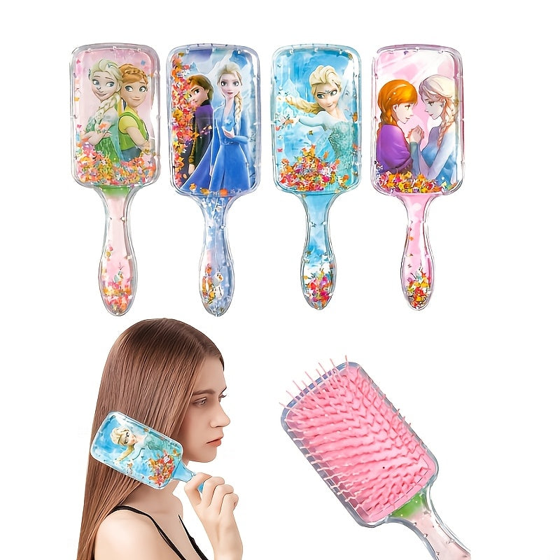 Must-have Bathroom Essential for All Hair Types: Disney Frozen Elsa & Anna Hair Comb Set with Cute Cartoon Paddle Brush, Made of Durable ABS Plastic - No Electricity Required