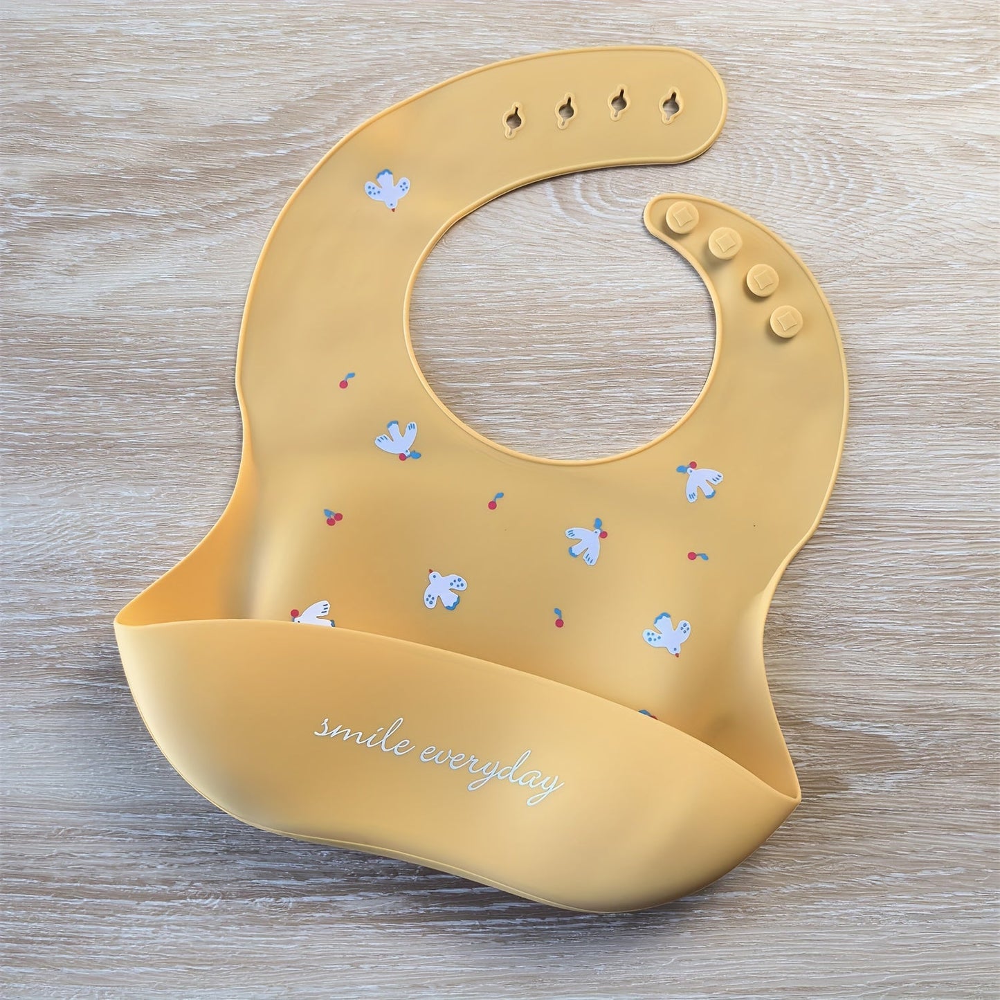 Adjustable Goldcolin Silicone Bib for Kids - Waterproof with Cute Print and Button Closure - Ideal Feeding Accessory