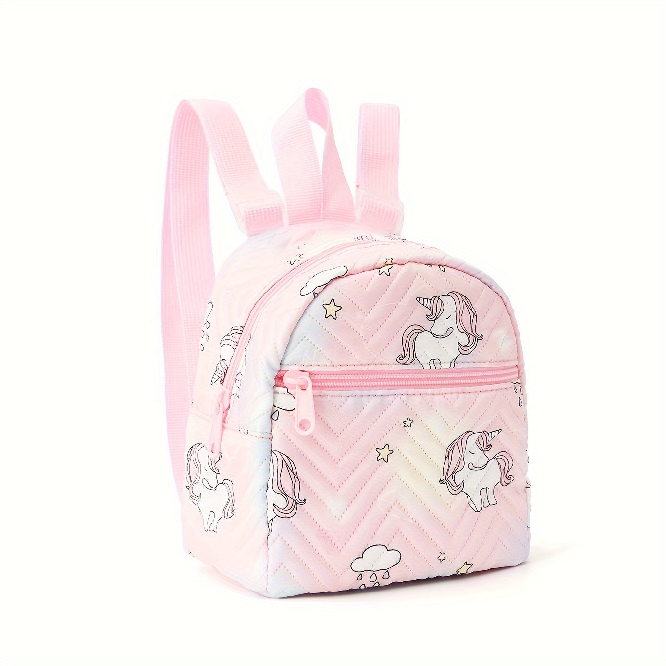 1pc Cute Pink Unicorn Backpack with Adjustable Straps - Waterproof PU Material, Stain-Resistant & Lightweight Design for School, Commuting, Travel - Cartoon Unicorn & Star Pattern, Daypack