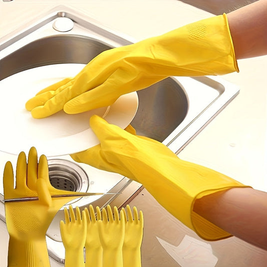 Set of 8 Silicone Cleaning Gloves - Water-resistant, Long-lasting, and Flexible for Use in Kitchen, Living Room, Bedroom, and Outdoors. Made without Lead, with Non-Slip Grip for Dishwashing.