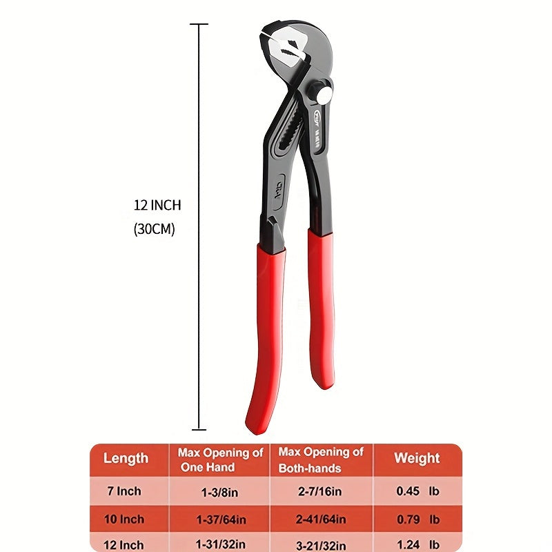 Multi-Function Water Pump Pliers, Chrome Vanadium Steel, Adjustable Jaw Size, Suitable for Industrial, Automotive, and Home Maintenance.