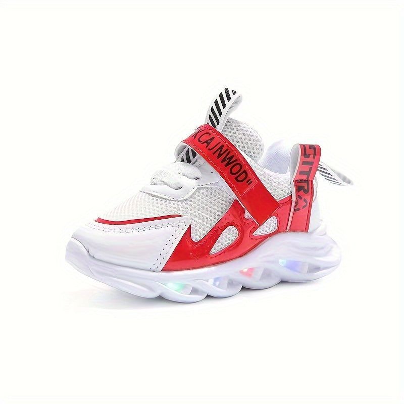 2024 New Style Glowing LED Sports Shoes with Breathable Woven Design in Fashionable White Mesh.