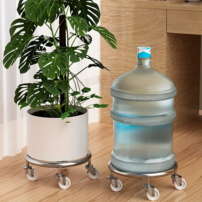 This multipurpose stainless steel storage rack is perfect for organizing kitchen gas cylinders and tanks, water dispensers, trays, and vases. It features brake wheels that allow for 360-degree rotation, making it easy to move around the kitchen.