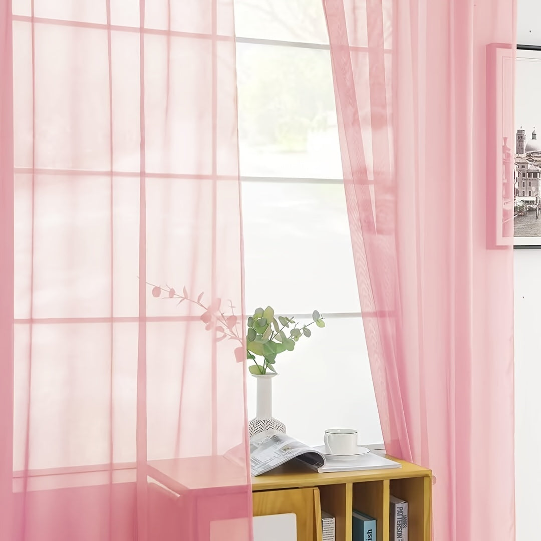 [Top Pick] Add a touch of elegance to your home with these stylish terylene gauze curtains. The two-piece set features a semi-transparent design in a plain color, perfect for creating a breathable and lightweight atmosphere in any room. Hang them with