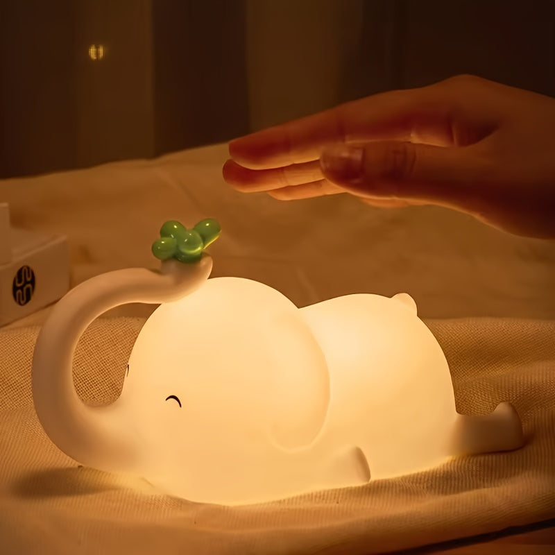 Elephant-shaped Night Light with USB Rechargeable Function, Soft Silicone Lamp Ideal for Sleeping, Convenient Portable Design with Induction Feature, Perfect for Hotel Use.