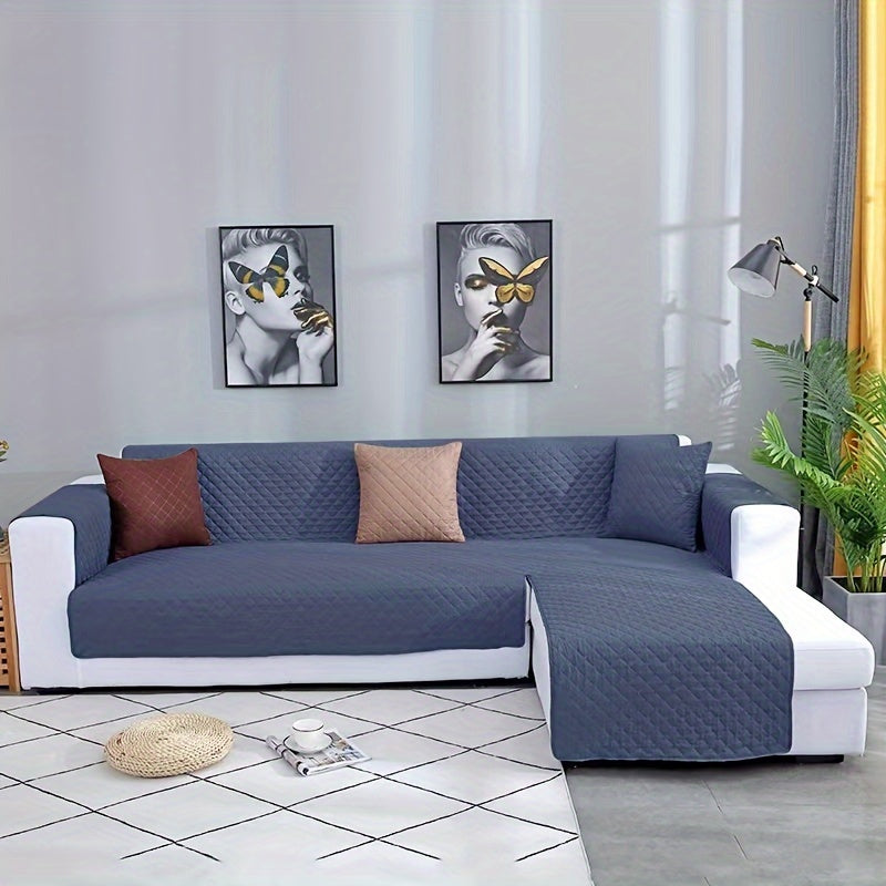 Waterproof and dustproof sofa cover for L shape sofas, pet-friendly and double-sided, perfect for living rooms, offices, and home decor.