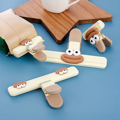 Set of 3 Adorable Cartoon Snack Clips, Versatile Food Sealers, Keep Food Fresh with Moisture-Proof Storage Clips for Kitchen, Office, School - Plastic Clips for Sealing Food Bags in Home Kitchen Storage Collection.