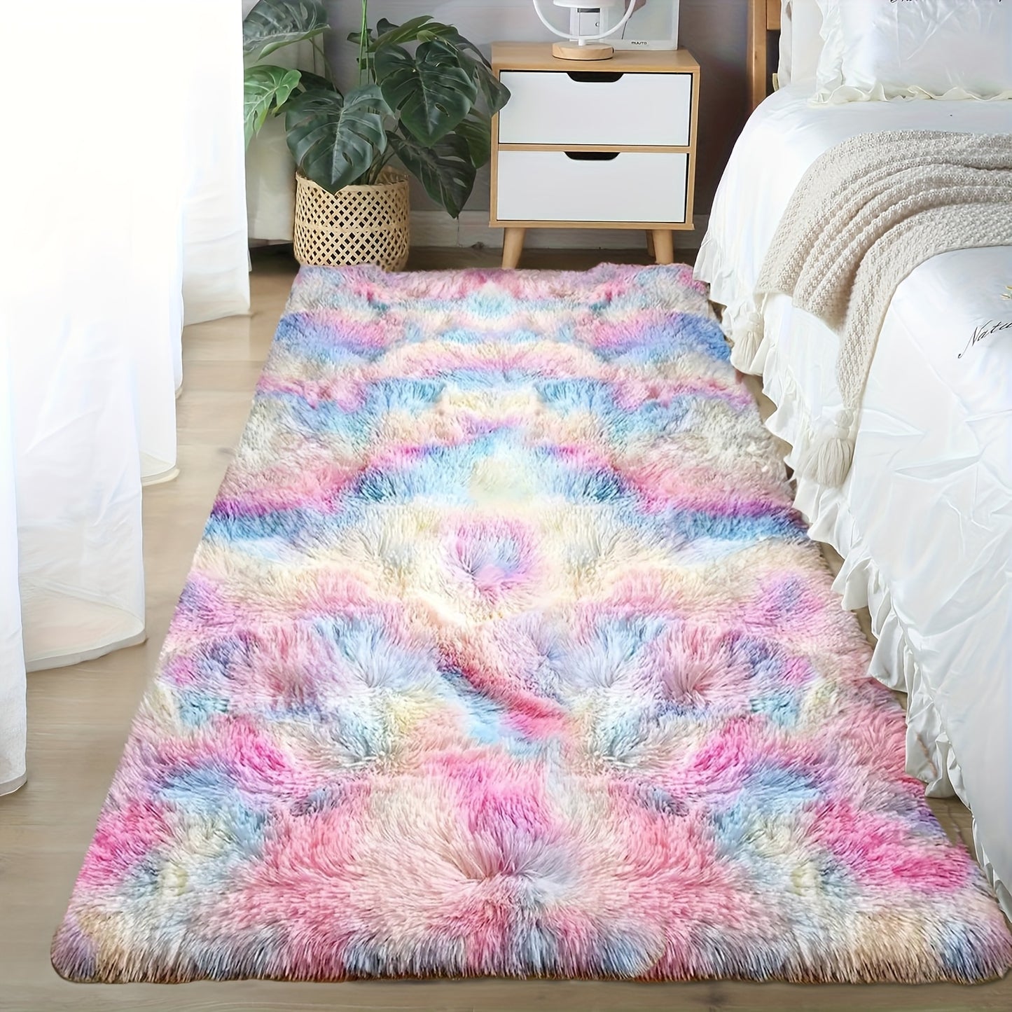 Soft plush drum carpet suitable for home decoration, dormitories, bedrooms, and living rooms; pet-friendly.