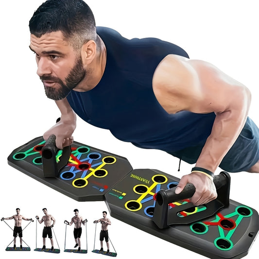 Multifunctional 30-Hole Push-Up Board for Core & Ab Workouts - Durable ABS Material, Colorful Design in Black