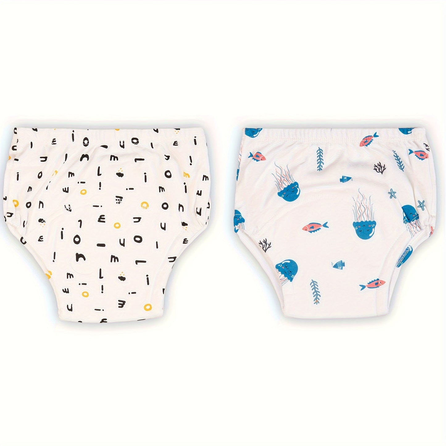 2 pairs of soft potty training pants for girls - reusable cloth diapers with cartoon print in mixed colors/white/pink - great gifts for Halloween and Christmas