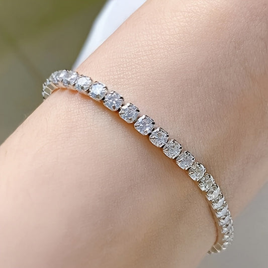 Vintage and boho style 925 sterling silver inlay 4.4ct Moissanite tennis bracelet, perfect for daily wear or a special party. A delicate and fashionable accessory that makes a great gift for any lady on her birthday, Valentine's Day, or anniversary.