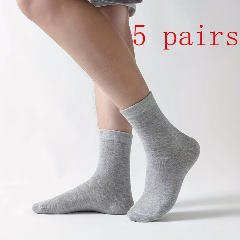 5/10 pairs of men's trendy letter pattern crew socks, breathable and comfortable for outdoor activities in all seasons.