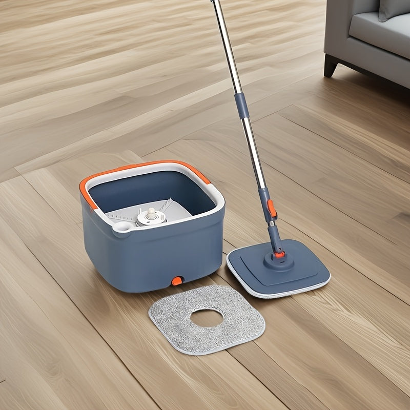 Effortlessly clean your floors with the EasyWring Spin Mop and Bucket Set. This convenient set includes a separate dirt chamber for hand-free washing, making it perfect for both wet and dry cleaning in kitchens, bathrooms, and living rooms. Constructed