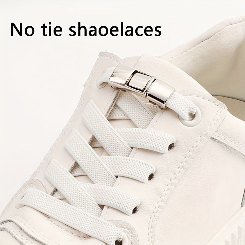 1 Pair of No-Tie Shoe Laces with Diamond Cross Locks for Casual Sneakers