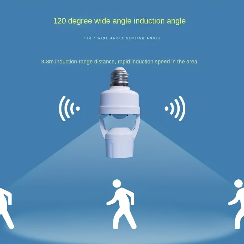 1 шт. Держатель лампы с датчиком движения E27, AC 85-265V, проводной внутренний адаптер для индукции человеческого тела, совместимый с 110V/220V, без батареи.