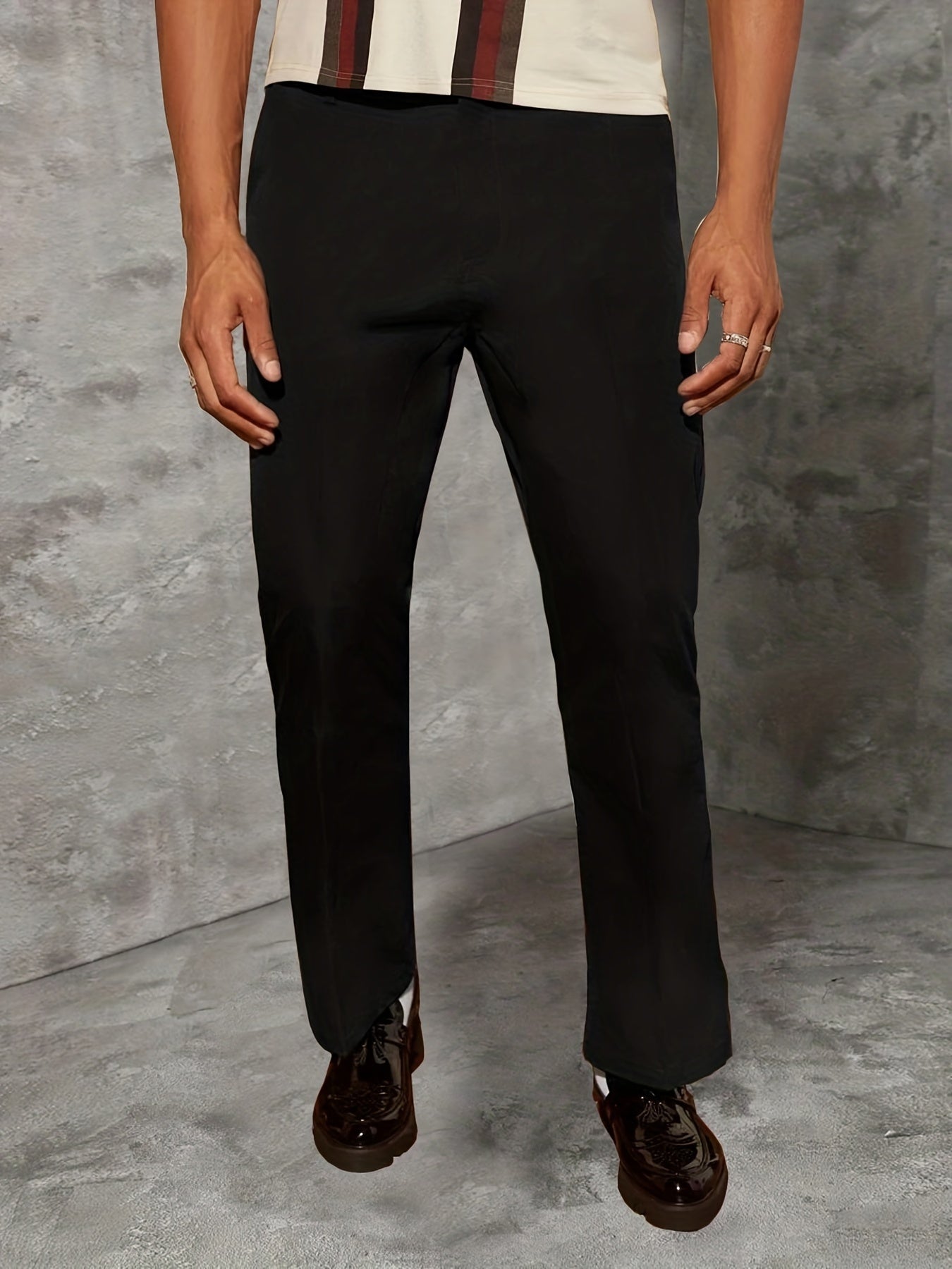 Men's classic solid pants for casual business in plus sizes.