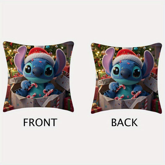 Set of 2 Disney Stitch Christmas Throw Pillow Covers, Classic Style Cushion Cases for Couch and Home Decor