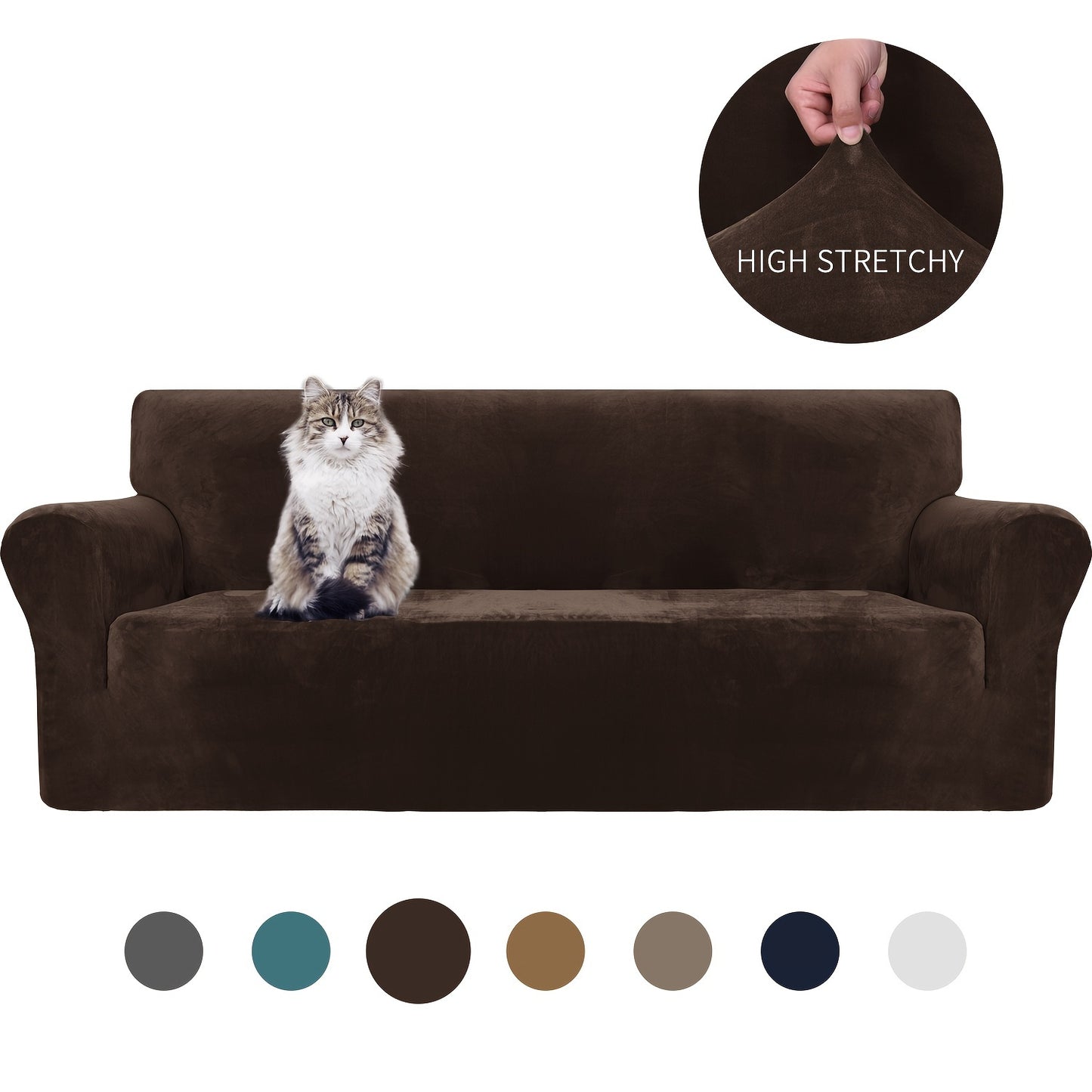 Thickened velvet sofa cover with elastic bottom for all seasons, suitable for pets and provides universal anti-scratch protection for living room home decor.