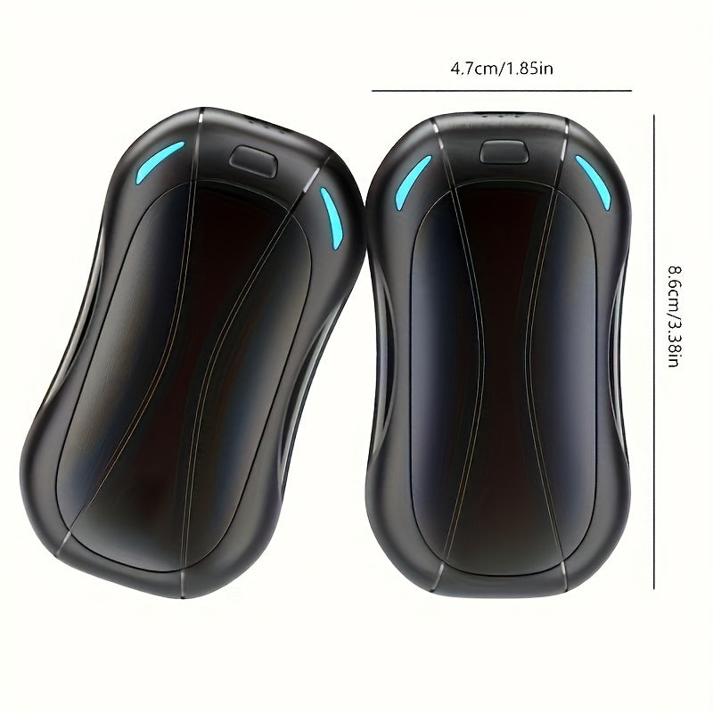 Stay warm on the go with this Portable Dual-Sided Heated Hand Warmer. Featuring a powerful 6000mAh lithium battery and USB rechargeable design, this hand warmer provides up to 5-10 hours of heat on a single charge. Made of durable ABS material, it is