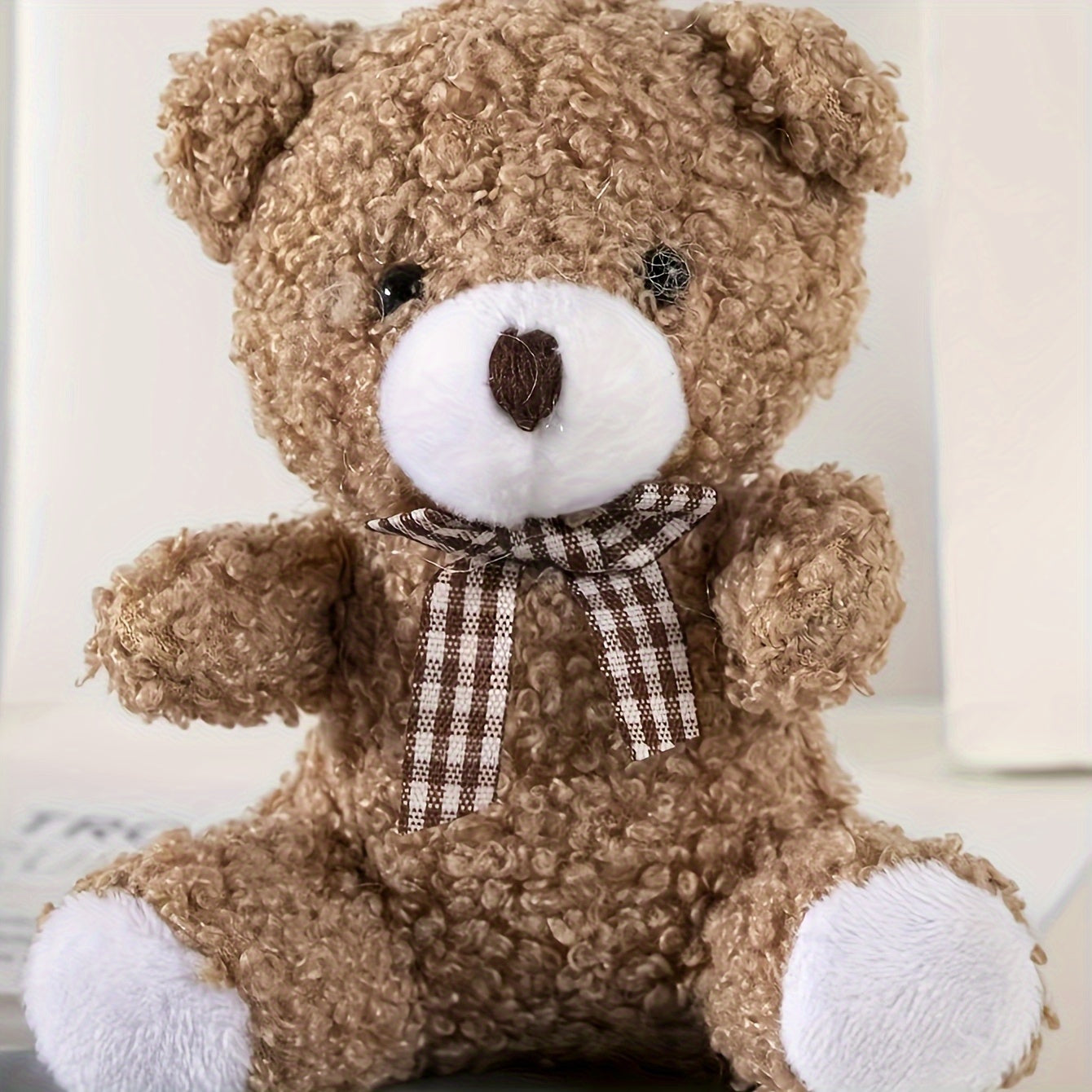 Plush cartoon bear toy for pets, recommended for medium breeds, random color selection.