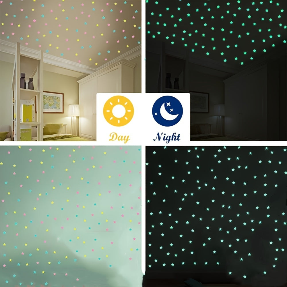 100 glowing star stickers for bedroom walls and ceilings.