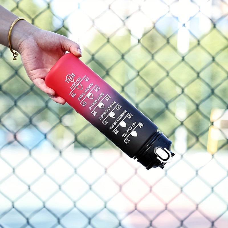 Motivational water bottle for outdoor activities, fitness, and gifts.