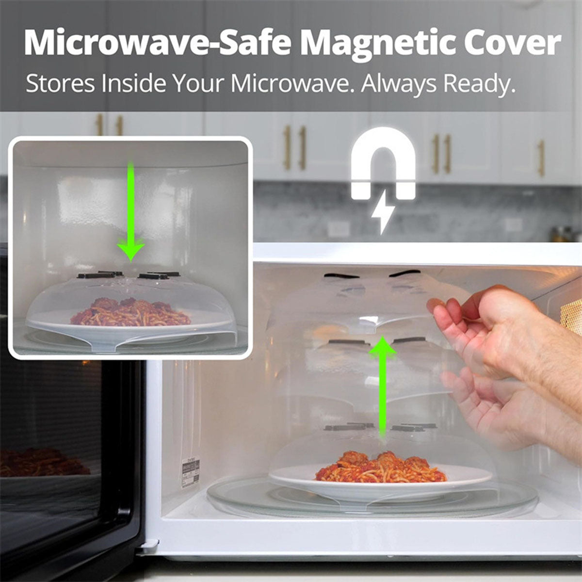 1-piece Microwave Splatter Cover with Magnetic Venting, Made of Non-Toxic Plastic Lid - Suitable for Heating Pizza, Casserole, and Bowls