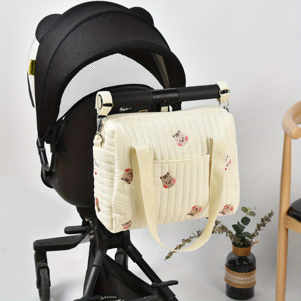 Newly designed Embroidered Mommy Bag: Thickened and spacious Mother and Baby Diaper Bag with built-in Milk Bottle organizer. Can also be used as a Handbag or a Multi-functional Baby Stroller Hanging Bag. Perfect gift for Halloween, Thanksgiving, or