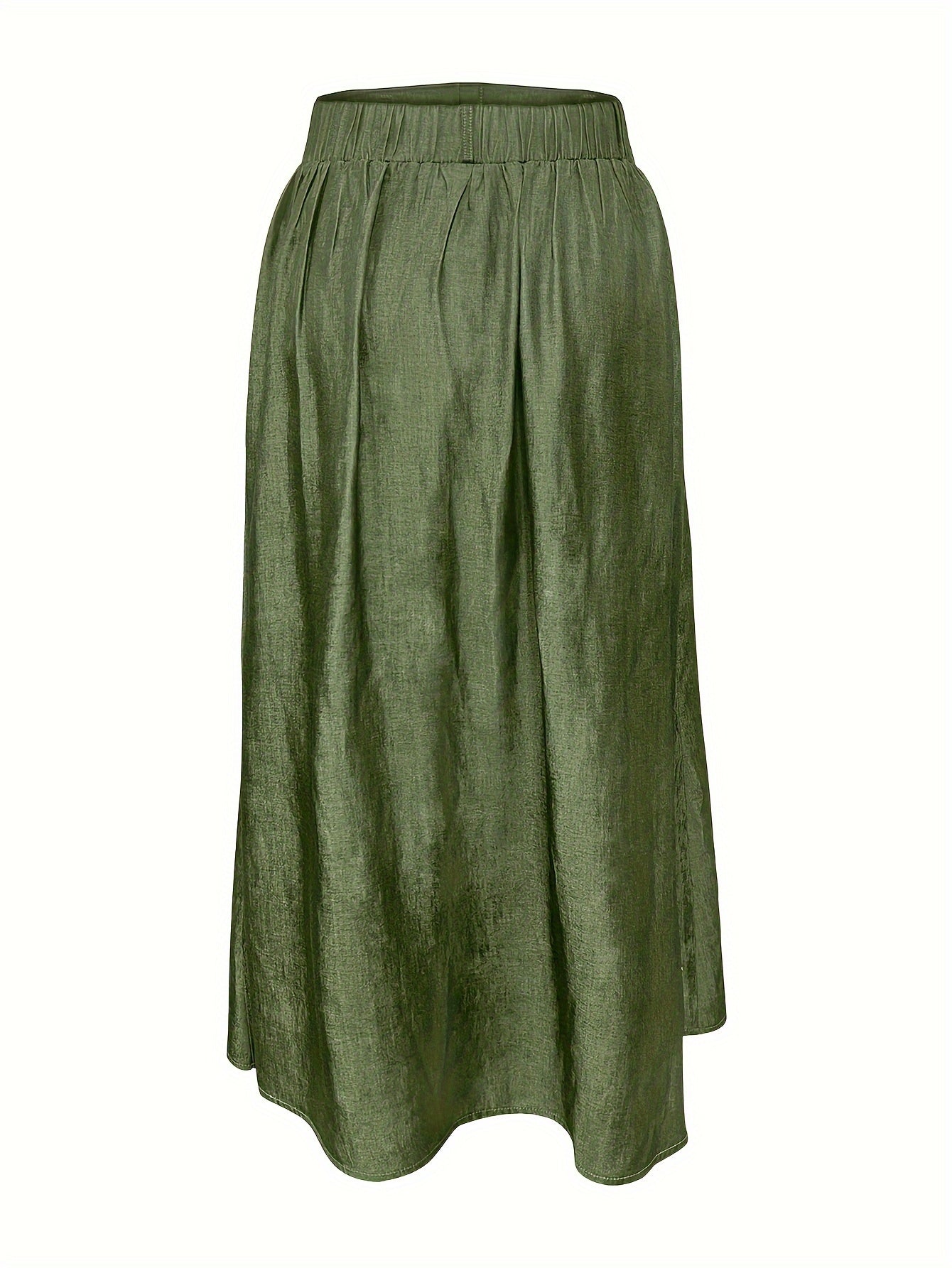 Dual pocket button front skirt, loose fit for spring & summer.