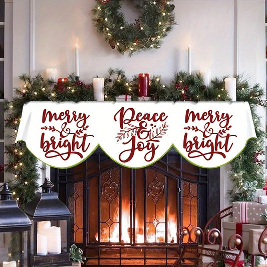 Celebrate the Season with this Festive Merry Christmas Fireplace Mantle Scarf! Made of Polyester, Easy to Set Up, Ideal for Living Room or Indoor Window Display. Measures 49.78cm x 78.7" - No Power Needed.